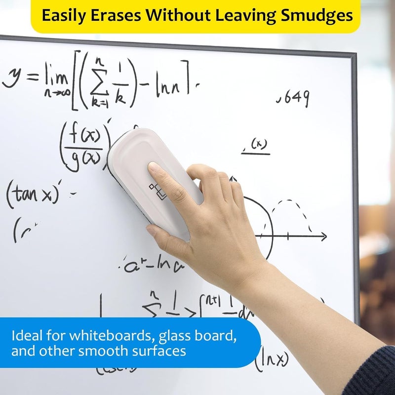 maxtek Magnetic Dry Erase Eraser, 2 Pack, for Glass Board, Calendar, Whiteboard, Office and School Supplies (Pure White) - Image 4